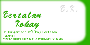 bertalan kokay business card